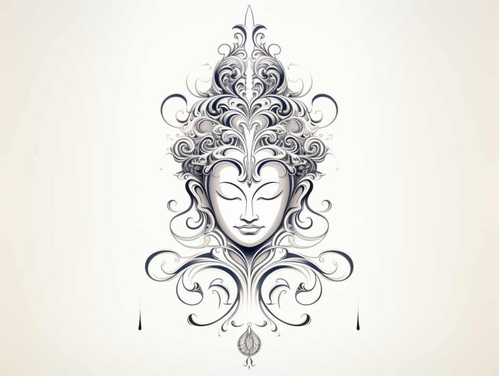 whisper-line – tattoo design ideas free ai generated – surrealism-vibrant-contrasts – for-lower-arm – Gallery: other-religions-inkby-ai