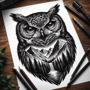 wavy-line-owl-tattoo-realism-minimal-grain-for-arm – tattoo design ideas free ai generated – Gallery: owls-inkby-ai