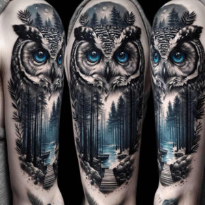 owl-geometric-pattern-tattoo-surrealism-hallucinatory-for-upper-chest – tattoo design ideas free ai generated – Gallery: owls-inkby-ai