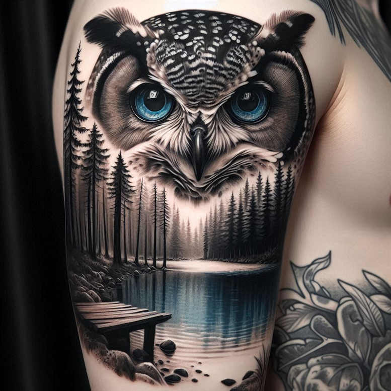 owl-spirit-tattoo-realism-light-and-shadow-play-for-lower-chest – tattoo design ideas free ai generated – Gallery: owls-inkby-ai