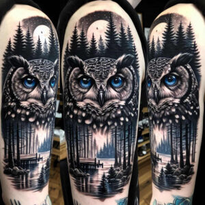 owls tattoo design ideas Surrealism hallucinogenic dynamic for wrist
