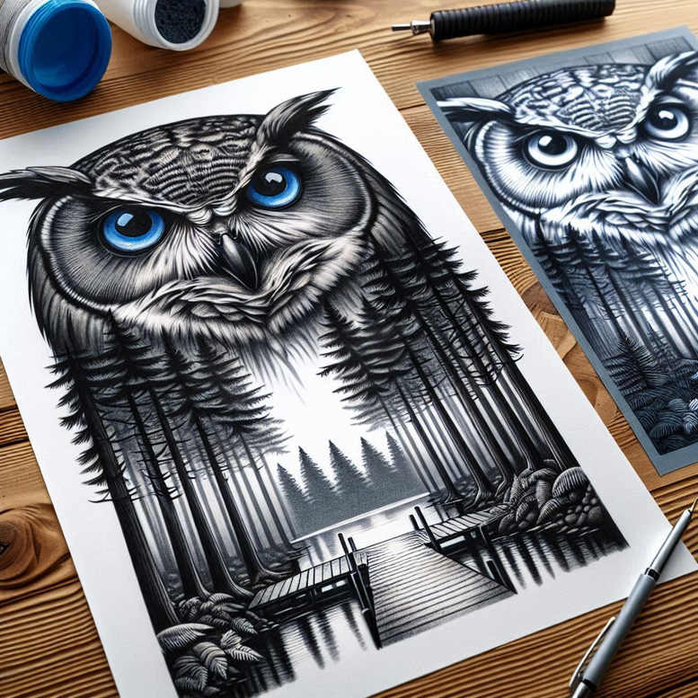 owls tattoo design ideas watercolor-style feathers for chest