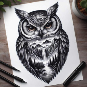 owls tattoo design ideas Realism optical depth quiet for wrist side