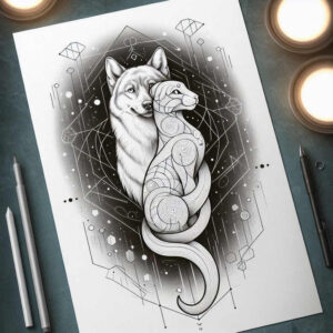 pets-tattoo-ideas – tattoo design ideas free ai generated – clean-lines – for-upper-back – Gallery: pets-inkby-ai