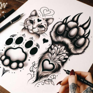 pets-tattoo-ideas – tattoo design ideas free ai generated – crisp-outline – for-ankle – Gallery: pets-inkby-ai