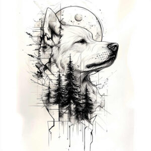 pets-tattoo-ideas – tattoo design ideas free ai generated – dotwork – for-back – Gallery: pets-inkby-ai