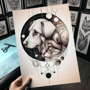 pets-tattoo-ideas – tattoo design ideas free ai generated – tiny-detail – for-stomach – Gallery: pets-inkby-ai