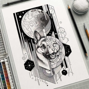 pets tattoo design ideas matte-finish companion animals for stomach