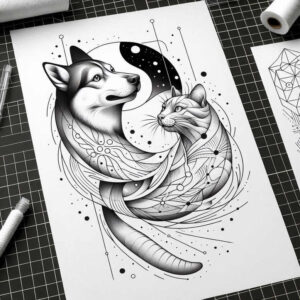 pets tattoo design ideas high-contrast love for shin