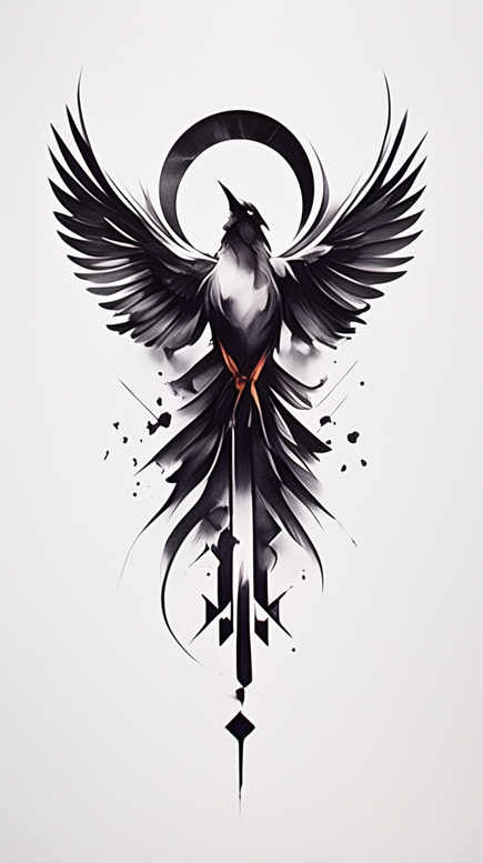 artistic-phoenix – tattoo design ideas free ai generated – neotraditional-bold-highlights – for-temple – Gallery: phoenix-inkby-ai