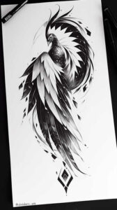 artistic-phoenix – tattoo design ideas free ai generated – neotraditional-subtle-tone – for-inner-arm – Gallery: phoenix-inkby-ai
