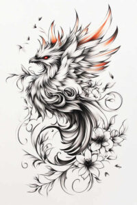 artistic-phoenix – tattoo design ideas free ai generated – realism-soft-transitions – for-calf – Gallery: phoenix-inkby-ai