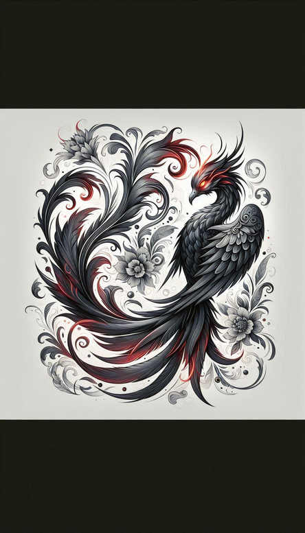 flying-phoenix – tattoo design ideas free ai generated – surrealism-distorted-perspective – for-toe – Gallery: phoenix-inkby-ai