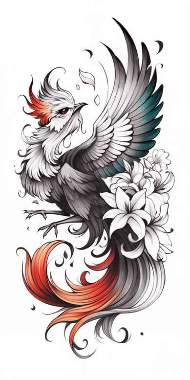 for-women – tattoo design ideas free ai generated – surrealism-enigmatic – for-full-back – Gallery: phoenix-inkby-ai