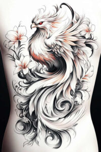 mystical-phoenix – tattoo design ideas free ai generated – neotraditional-layered-shading – for-shin – Gallery: phoenix-inkby-ai
