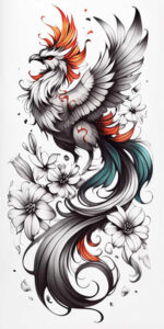 mystical-phoenix – tattoo design ideas free ai generated – realism-high-contrast – for-knee – Gallery: phoenix-inkby-ai