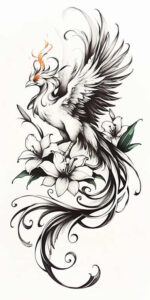 mystical-phoenix – tattoo design ideas free ai generated – realism-transparent-layer – for-neck – Gallery: phoenix-inkby-ai