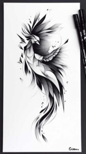 phoenix-and-magic – tattoo design ideas free ai generated – realism-refined-lines – for-abdomen – Gallery: phoenix-inkby-ai