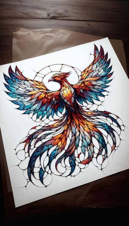 phoenix-and-rebirth – tattoo design ideas free ai generated – surrealism-enigmatic-aura – for-elbow – Gallery: phoenix-inkby-ai