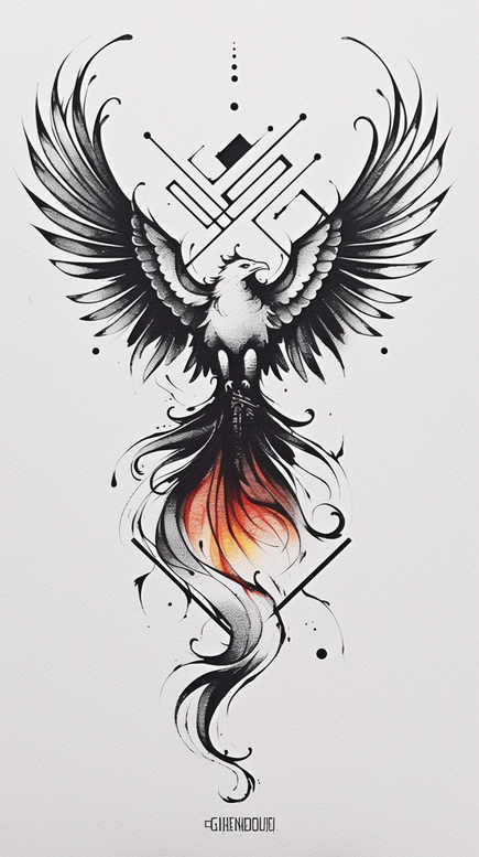 phoenix-and-rebirth – tattoo design ideas free ai generated – surrealism-mysterious – for-wrist – Gallery: phoenix-inkby-ai