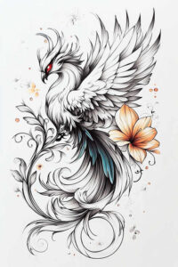 phoenix-bird – tattoo design ideas free ai generated – surrealism-phantom-shadows – for-fingers – Gallery: phoenix-inkby-ai