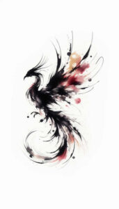 phoenix-fine-line-style – tattoo design ideas free ai generated – realism-light-and-shadow-play – for-inner-arm – Gallery: phoenix-inkby-ai