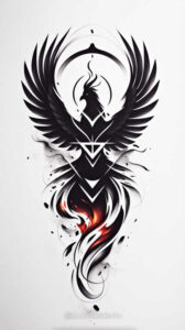 phoenix-fine-line-style – tattoo design ideas free ai generated – surrealism-floating-elements – for-ankle – Gallery: phoenix-inkby-ai