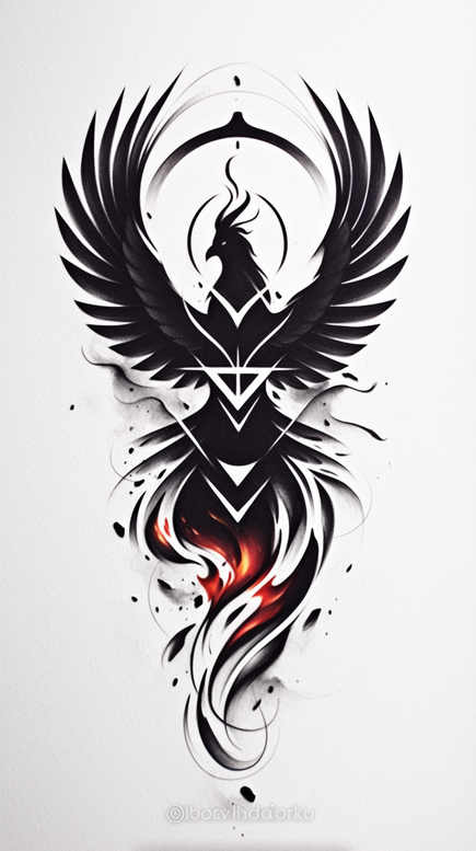 phoenix-fine-line-style – tattoo design ideas free ai generated – surrealism-floating-elements – for-ankle – Gallery: phoenix-inkby-ai