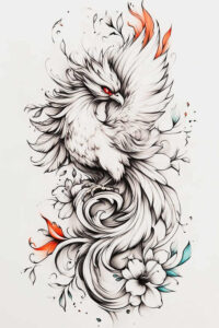 phoenix-hope-symbol – tattoo design ideas free ai generated – neotraditional-enhanced-shading – for-collarbone – Gallery: phoenix-inkby-ai