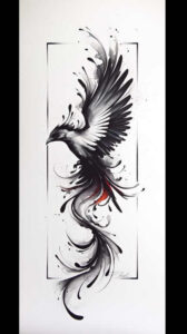 phoenix-hope-symbol – tattoo design ideas free ai generated – neotraditional-refined-lines – for-upper-thigh – Gallery: phoenix-inkby-ai