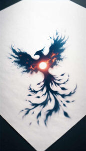 phoenix-hope-symbol – tattoo design ideas free ai generated – realism-dynamic-shadows – for-collarbone – Gallery: phoenix-inkby-ai