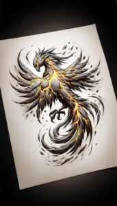phoenix-in-art – tattoo design ideas free ai generated – realism-gradient-tones – for-abdomen – Gallery: phoenix-inkby-ai