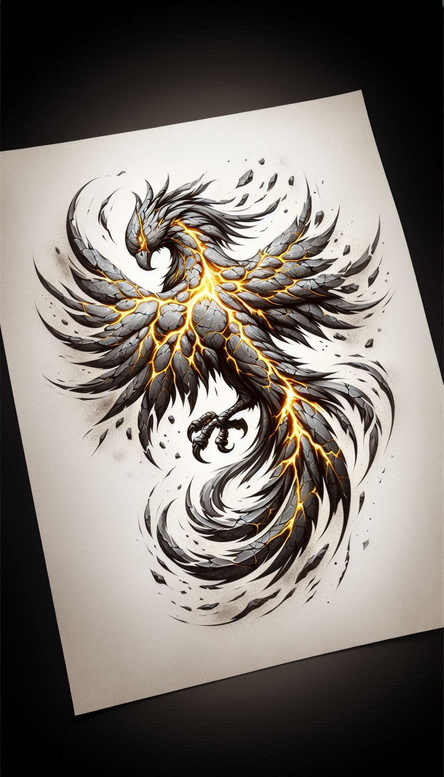 phoenix-in-art – tattoo design ideas free ai generated – realism-gradient-tones – for-abdomen – Gallery: phoenix-inkby-ai