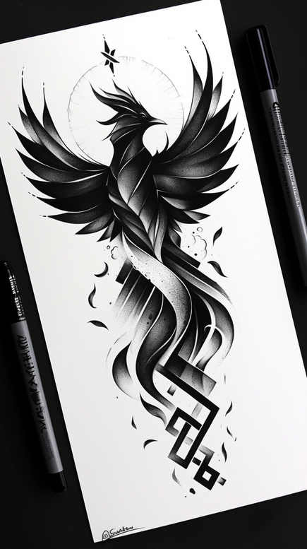 phoenix-in-art – tattoo design ideas free ai generated – surrealism-visual-paradox – for-wrist – Gallery: phoenix-inkby-ai
