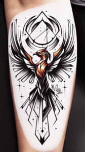 phoenix – tattoo design ideas free ai generated – surrealism-vibrant-contrasts – for-lower-thigh – Gallery: phoenix-inkby-ai