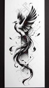 phoenix-natural-look – tattoo design ideas free ai generated – neotraditional-balanced-color – for-shin – Gallery: phoenix-inkby-ai