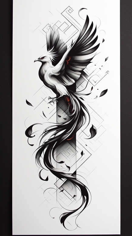phoenix-natural-look – tattoo design ideas free ai generated – neotraditional-balanced-color – for-shin – Gallery: phoenix-inkby-ai
