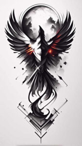 phoenix-natural-look – tattoo design ideas free ai generated – neotraditional-color-overlays – for-lower-chest – Gallery: phoenix-inkby-ai