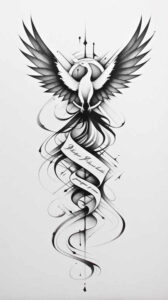 phoenix-symbol-of-eternity – tattoo design ideas free ai generated – surrealism-phantasm – for-full-back – Gallery: phoenix-inkby-ai