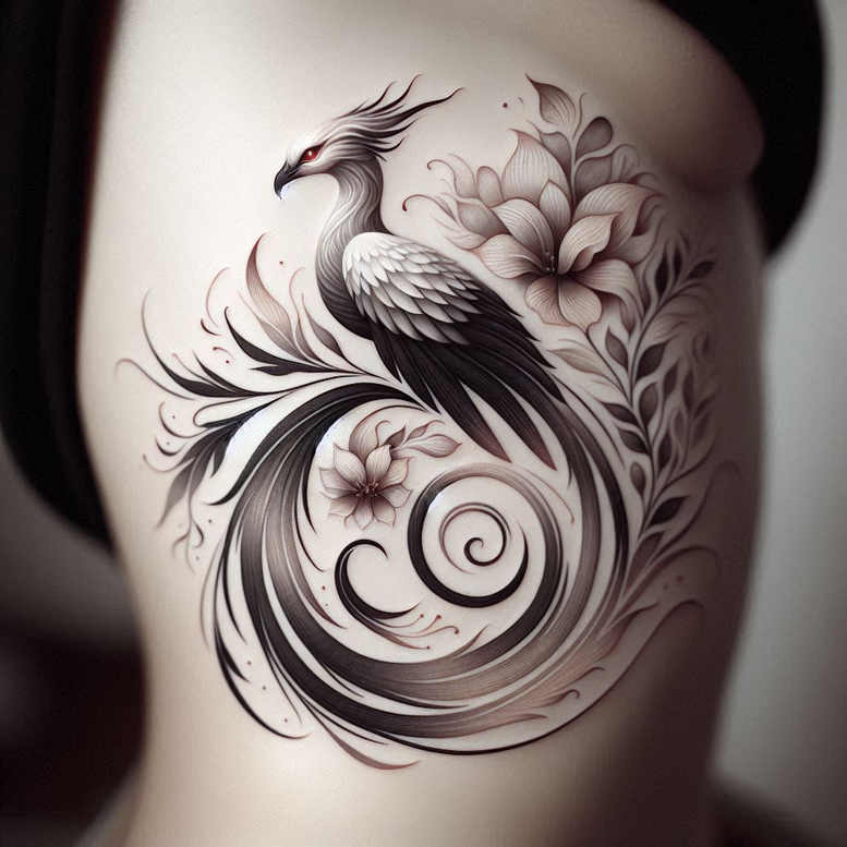 phoenix-symbol-of-rebirth – tattoo design ideas free ai generated – surrealism-fantasy-inspired – for-palm – Gallery: phoenix-inkby-ai