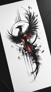 phoenix-symbol-of-rebirth – tattoo design ideas free ai generated – surrealism-phantasmagoric – for-back – Gallery: phoenix-inkby-ai