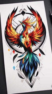 phoenix-symbol-of-strength – tattoo design ideas free ai generated – neotraditional-enhanced-shading – for-foot – Gallery: phoenix-inkby-ai