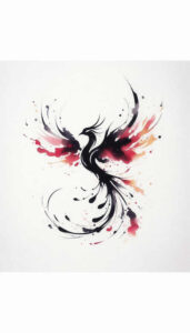 phoenix-symbol-of-strength – tattoo design ideas free ai generated – neotraditional-sharp-contrast – for-shin – Gallery: phoenix-inkby-ai
