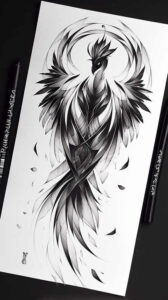 phoenix-symbol-of-strength – tattoo design ideas free ai generated – realism-realistic-structure – for-sternum – Gallery: phoenix-inkby-ai