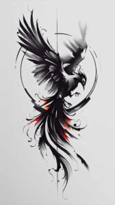 phoenix-symbol-of-strength – tattoo design ideas free ai generated – realism-smooth-complexion – for-lower-thigh – Gallery: phoenix-inkby-ai