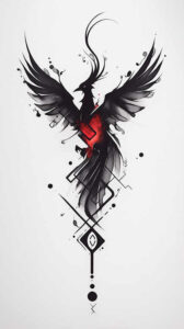 phoenix-symbol-of-transformation – tattoo design ideas free ai generated – surrealism-unreal-light – for-collarbone – Gallery: phoenix-inkby-ai