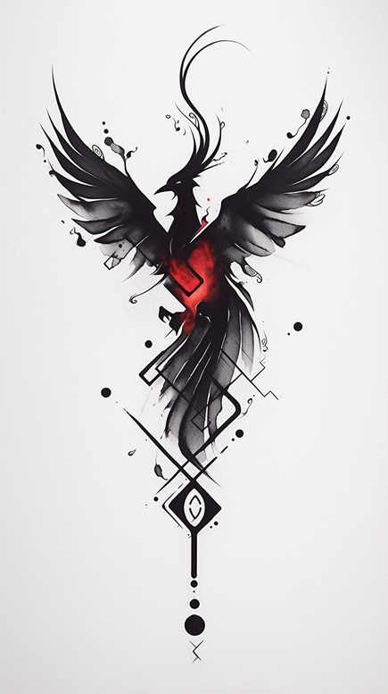 phoenix-symbol-of-transformation – tattoo design ideas free ai generated – surrealism-unreal-light – for-collarbone – Gallery: phoenix-inkby-ai