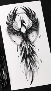 phoenix-tattoo – tattoo design ideas free ai generated – realism-depth-realism – for-lower-leg – Gallery: phoenix-inkby-ai