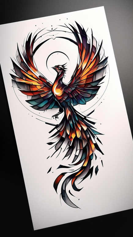 phoenix-with-3d-effect – tattoo design ideas free ai generated – realism-gentle-shadow – for-lower-leg – Gallery: phoenix-inkby-ai