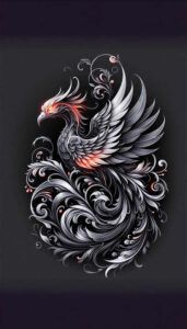 phoenix-with-abstract-pattern – tattoo design ideas free ai generated – neotraditional-layered-fill – for-wrist – Gallery: phoenix-inkby-ai